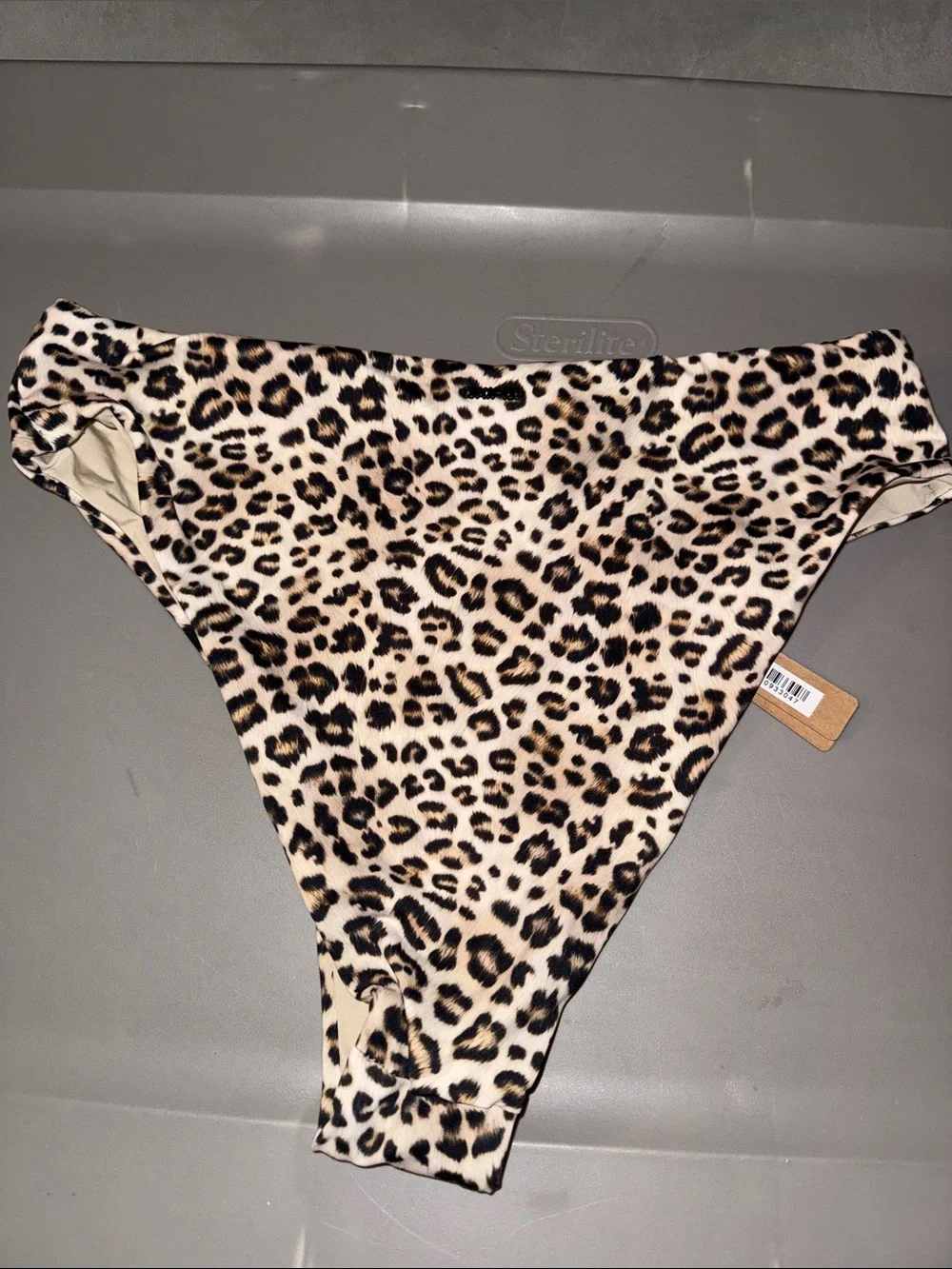 Skims Signature Swim Mid Waist Bottom Champagne Leopard Print Large
